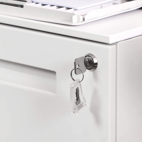 Rootz Drawer Unit - Filing Cabinet - On Wheels - 2 Drawers - Lock - White - Metal - 39 x 45 x 69.5 cm