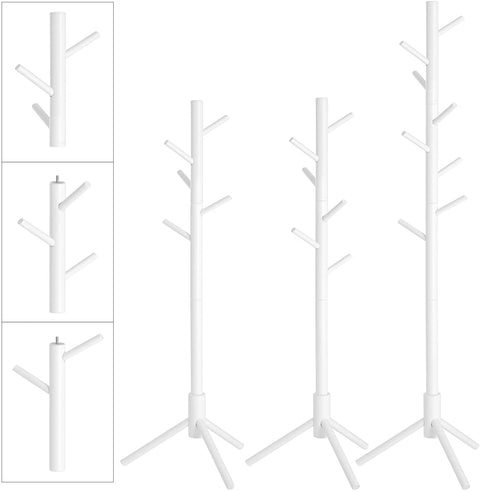 Rootz Coat rack - Freestanding - Clothes stand - Solid Wood - 8 Hooks - Tree-shaped - Gray / White - 47 x 47 x 175 cm