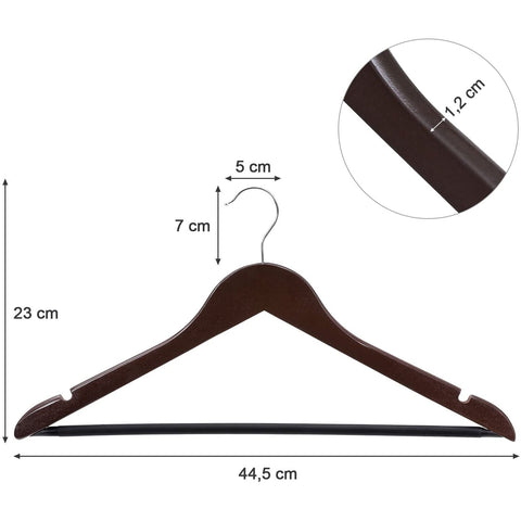 Rootz Maple Wooden Clothes Hangers - 20 Pieces - Skirt notches - Trouser bridge - Rotatable - Clothes - Suit - Jacket - Pants - Black