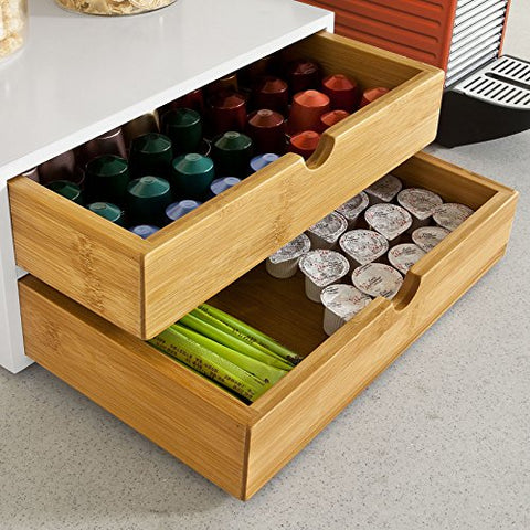 Rootz Coffee Machine Stand & Coffee Pod Capsule Teabags Box Holder Organizer with 2 Drawers