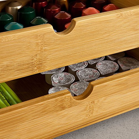 Rootz Coffee Machine Stand & Coffee Pod Capsule Teabags Box Holder Organizer with 2 Drawers