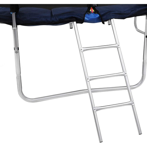 Rootz Trampoline - Garden Trampoline - Round - Ladder - Padded Rods - Safety Net - Black - Blue - 427 cm