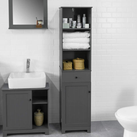 Rootz Tall Bathroom Cabinet - Bathroom Storage Cabinet with 3 Shelves, 1 Drawer, 1 Cabinet