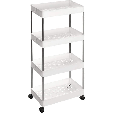 Rootz Kitchen trolley - Bathroom trolley - Kitchen trolley - On wheels - White - 40 x 22 x 86 cm