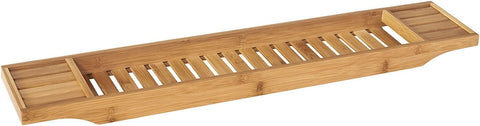 Rootz Bamboo Bathtub Rack - Caddy Tray Bathroom Shelf - Length 80cm