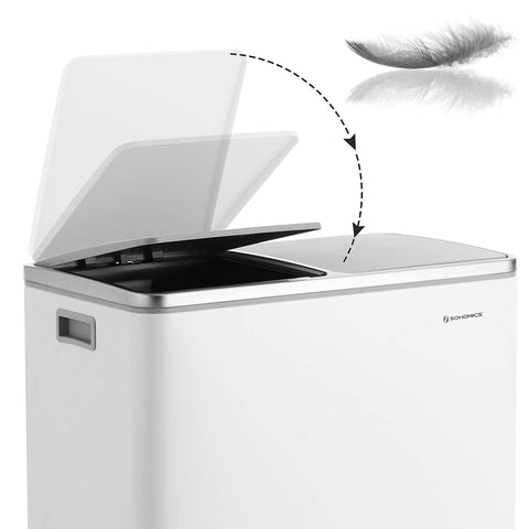 Rootz Trash Can - Pedal Bin - 30 Liter - 2 Compartments - Waste Separation - Plastic - Inner Bucket - Soft Close - Airtight - 58.6 x 32 x 65 cm