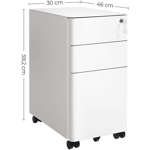 Rootz File Cabinet - Mobile File Cabinet - Office Cabinet - On Wheels - White