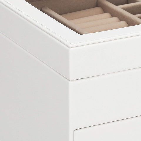 Rootz Jewelery box - Jewelery box - Glass - 3 Levels - 2 Drawers - White - 23.1 x 20.3 x 13.5 cm