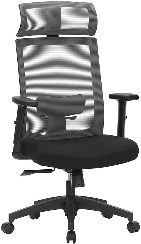 Rootz Office chair - Swivel chair - Mesh - Lumbar support - Headrest - Armrests - Cattle function - Black - Plastic - Steel - 65 x 53 x (116 - 126) cm