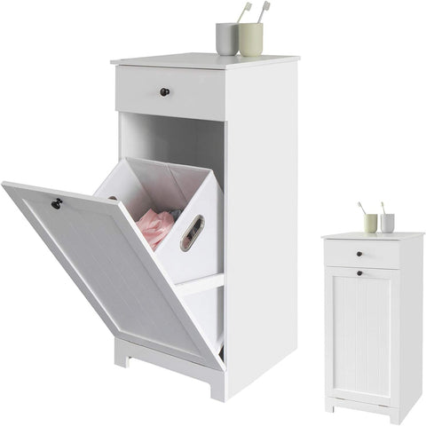 Rootz Bathroom Laundry Basket - Laundry Cabinet - Bathroom Storage Cabinet with Drawer