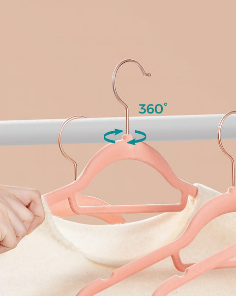 Rootz Hangers - Velvet Hangers - Set Of 50 Velvet Hangers - Velvet Clothes Hanger - Premium Quality Hanger - Stylish Velvet Hanger - Light Brown - 43.5 x 0.6 x 22.5 cm