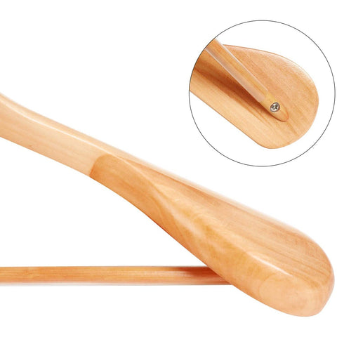 Rootz Pakhangers - Clothes Hangers - Set Of 6 - Solid Wood - Anti-Slip - Swivel Hook - Brown - 44 x 5.5 x 23 cm