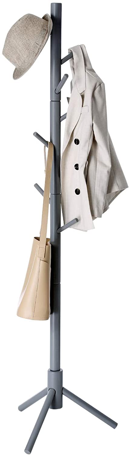 Rootz Coat rack - Freestanding - Clothes stand - Solid Wood - 8 Hooks - Tree-shaped - Gray / White - 47 x 47 x 175 cm