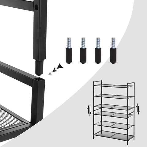 Rootz Shoe Rack - 3 Levels - Stackable - 9-12 Pairs of Shoes - Metal - Black