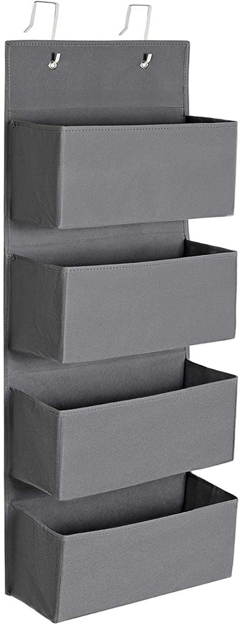 Rootz Door Organizer - Hanging - 4 Compartments - Storage Space - Gray - Plastic - Cardboard - 33.5 x 12 x 100 cm