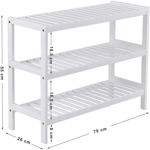 Rootz Bamboo 3-layer Shoe rack - Bathroom rack - Storage rack - Suitable for 12 pairs of shoes - 70 x 26 x 55 cm