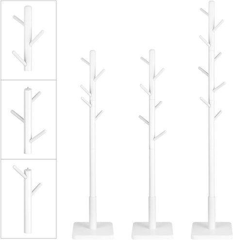 Rootz Coat Rack - Clothes Rack - Solid Wood - Tree Shape - 8 Hooks - White - Rubberwood - 30 x 30 x 175 cm