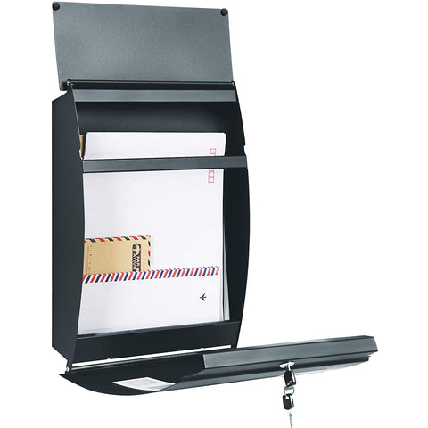 Rootz Letterbox - Wall letterbox - Lockable - Nameplate holder - Keys - Anthracite - 32 x 10 x 45 cm