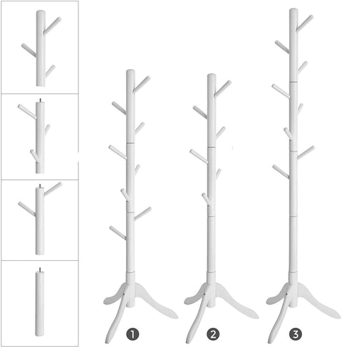 Rootz Coat Rack - Tree-shaped - Freestanding - 8 Hooks - Solid Wood - Rubberwood - White - ?57 x 57 x 177 cm