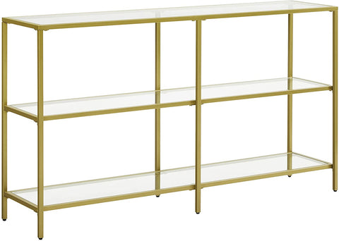 Rootz Console Table - Side Table - 3 Levels - Tempered Glass - Metal - Gold - 130 x 30 x 73.3 cm