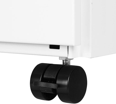 Rootz Drawer Unit - Filing Cabinet - On Wheels - 2 Drawers - Lock - White - Metal - 39 x 45 x 69.5 cm