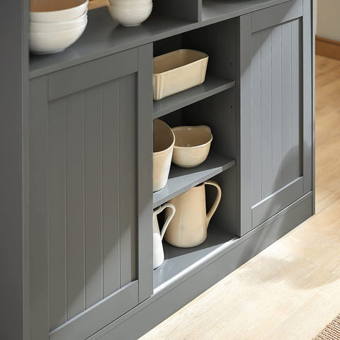 Rootz Kitchen Island - Sideboard with 2 Sliding Doors and Foldable Worktop - Kitchen Dining Room - Sideboard Storage Cabinet - Cupboard
