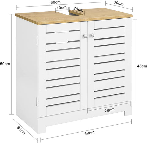 Rootz Under Sink Cabinet Bathroom - Vanity Unit Bathroom - Storage Cabinet with 2 Doors