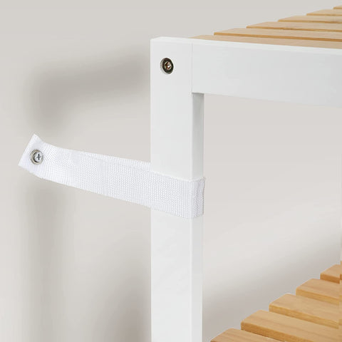 Rootz Shoe Rack - Shoe Shelf - Bamboo - Rack - 3 Levels - White - Beige - 60 x 26 x 66 cm