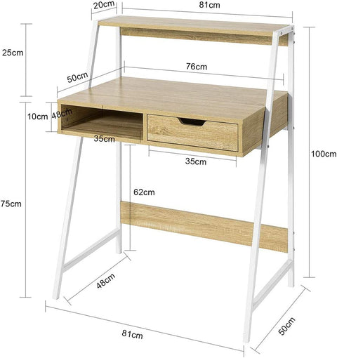 Rootz Home Office Table Desk - Computer Desk - Workstation with Storage Shelf