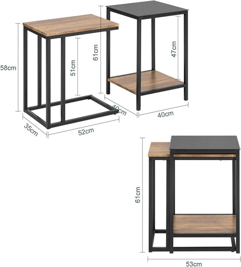Rootz Set of 2 Coffee Tables - Side Tables - Living Room Tables - Stacking Side Tables