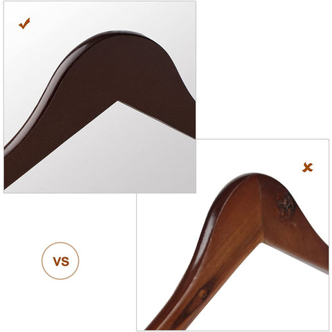 Rootz Maple Wooden Clothes Hangers - 20 Pieces - Skirt notches - Trouser bridge - Rotatable - Clothes - Suit - Jacket - Pants - Black