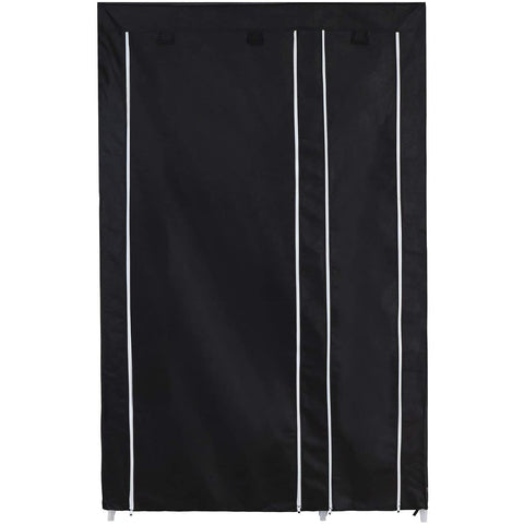 Rootz Wardrobe - Double Canvas Wardrobe - Foldable Wardrobe Closet - With Clothes Hanging Rail And Storage Shelves - Fabric Hanging Closet & Shelf - Wardrobe - Black