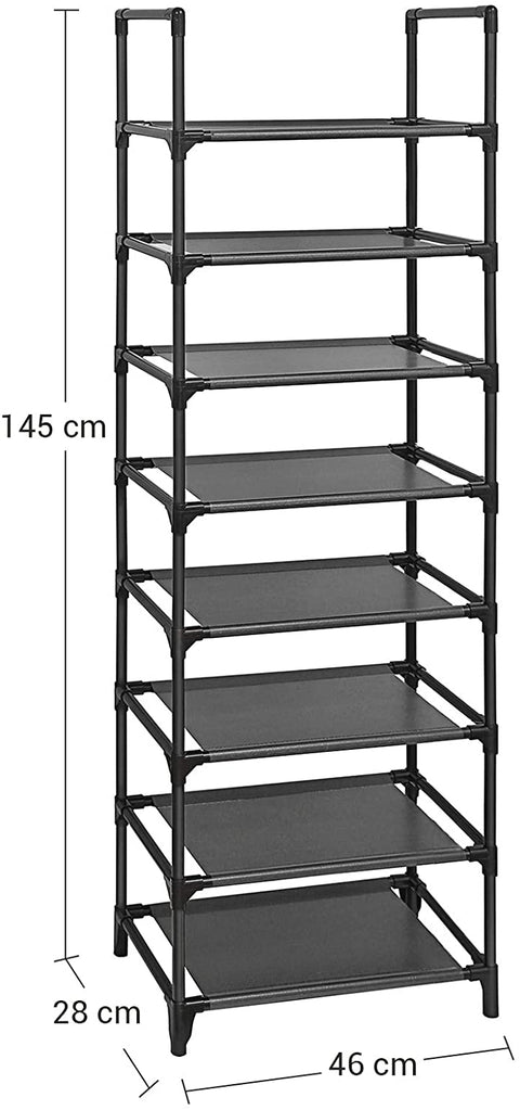 Rootz Shoe Rack - Shelf Rack - 8 Levels - 16-20 Pairs of Shoes - Fabric - Metal - 46 x 28 x 145 cm