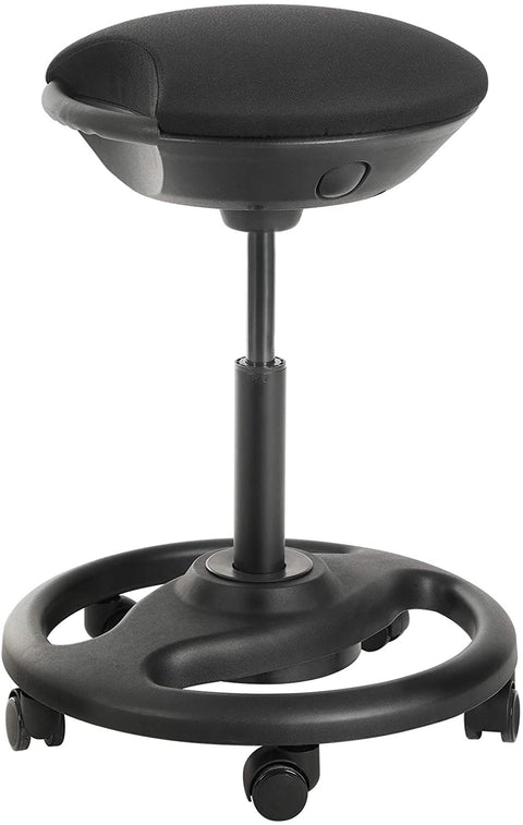 Rootz Work Stool - Ergonomic - On Wheels - Tiltable - Height Adjustable - Rotatable - Black - Fabric - Nylon - Iron - 50 x 50 x 55-73 cm