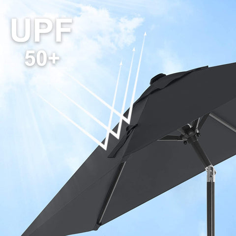 Rootz Parasol - Market Parasol - Garden Parasol - UV Protection - UPF 50+ - Metal - Bendable - Gray - 200 cm