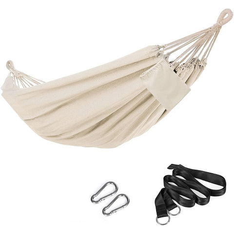 Rootz Hammock - 2 Persons - Transport Bag - Fixing Straps - Beige - 210 x 150 cm
