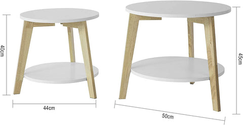 Rootz Set of 2 Side Tables with Storage - Living Room Tables - Coffee Tables Nesting Tables