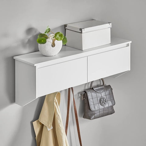 Rootz Wall Coat Rack Wall Shelf Wall Storage Cabinet Hallway Coat Rack with 2 Flip Doors 5 Hooks