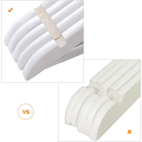 Rootz Clothes Hangers With Shoulder Notches - White - 44.5 x 1.2 x 23 cm