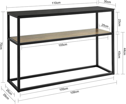 Rootz 2 Tiers Console Table - Hall Table - Living Room Table - Sofa Table - Side Table - End Table  with Glass Top