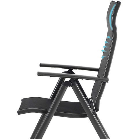 Rootz Garden Chairs - Set Of 2 - Folding Chairs - Outdoor Chairs - Aluminum Frame - Backrest - Adjustable - Black/Grey