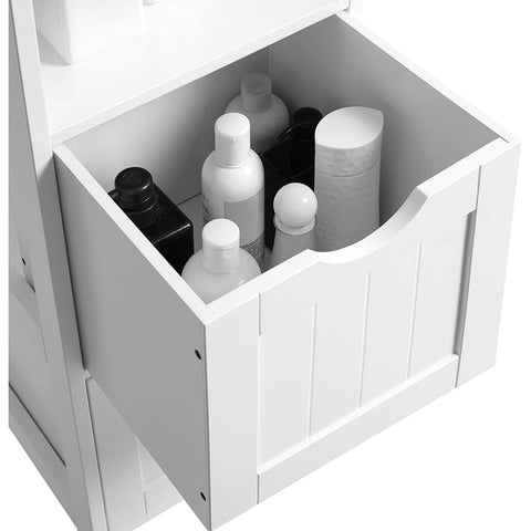 Rootz Storage Cabinet - Bathroom Cabinet - 2 Drawers - 3 Open Compartments - 30 x 30 x 141.5 cm - White