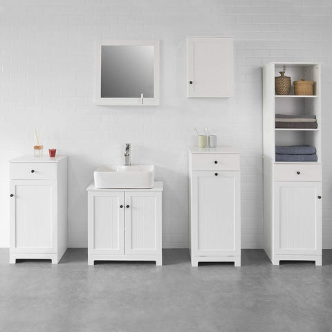 Rootz Bathroom Laundry Basket - Laundry Cabinet - Bathroom Storage Cabinet with Drawer