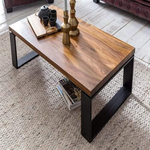 Rootz Coffee Table - Living Room Table - Coffee Tables Brown - Metal Frame - 115 x 35 x 60 cm