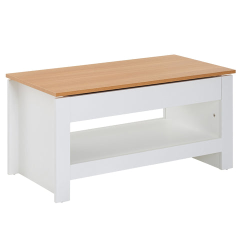 Rootz Coffee Table - Living Room Table with Storage Space - Modern Square Coffee Table - White Oak Design - 85x47x45 cm