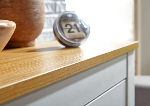 Rootz Sideboard with 3 Drawers - Modern Design High Sideboard with Door - Living Room Chest of Drawers - White Oak - 79x81x35 cm