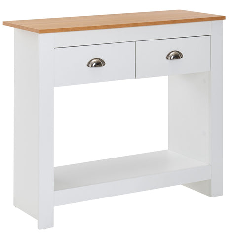 Rootz Console Table - Modern Narrow Design Sideboard - Hallway Filing Table with Drawers & Storage Space - High Hall Table - White Oak - 85x35x76 cm