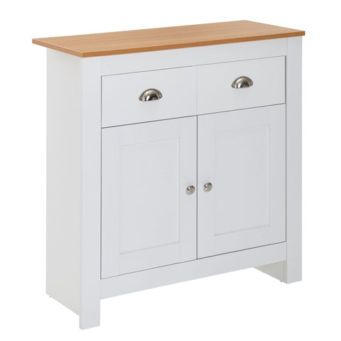 Rootz Sideboard - Modern Chest of Drawers with 2 Drawers - Design High Sideboard with Doors - Living Room Storage - White Oak  - 79x81x34.5 cm
