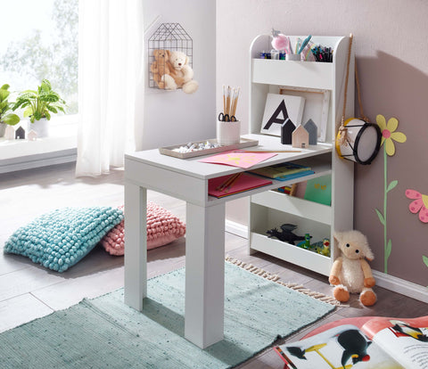 Rootz Children's Desk - Painting Table for Children's Room with Shelf - Modern Children's Table - Student Desk with Storage - Narrow School Desk -  90x50x110 cm