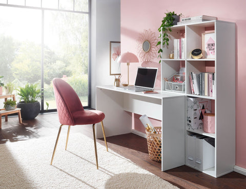 Rootz White Desk with Shelf - Modern Office Table - Laptop Table with 6 Shelves - Home Office Computer Desk with Storage -  170x59x143.5 cm